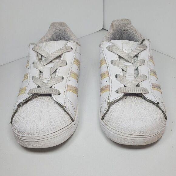 Adidas Grand Court 2.0 Shoes Kids Girls White Size 8 Halographic Detail Sport - Picture 4 of 9
